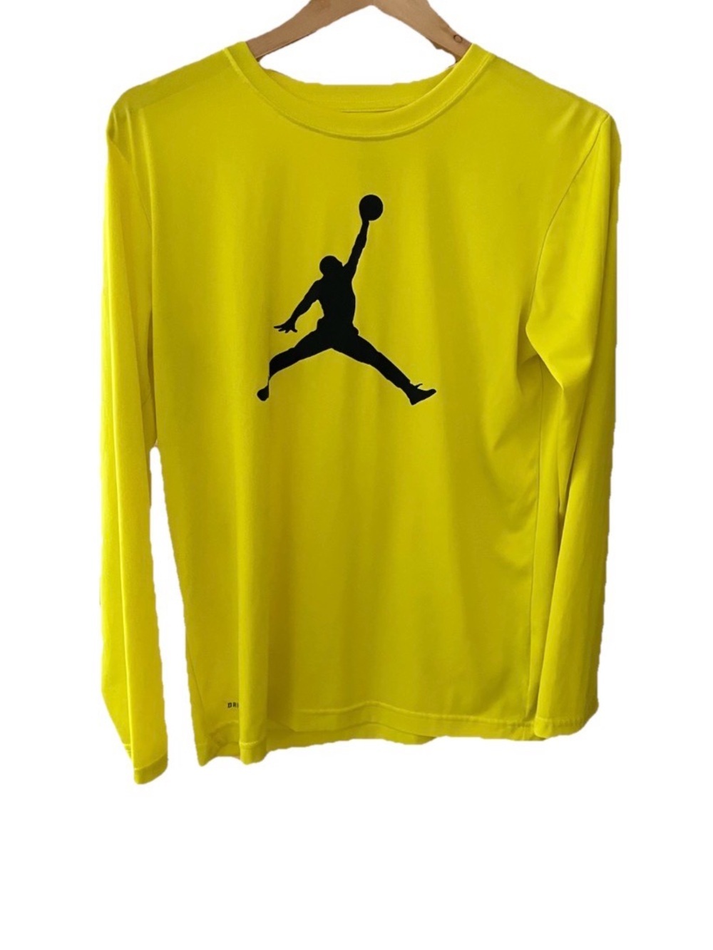 Jordan Boys Youth XL  13-15 Dri-fit Long Sleeve Jumpman Logo Yellow